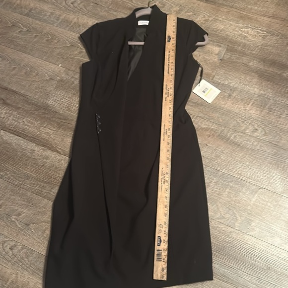 Calvin Klein Black Sheath Midi Dress V-Neck size 4 - Picture 13 of 14